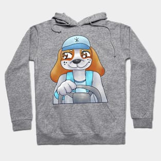 Cute Puppy Boy Driving Design Hoodie